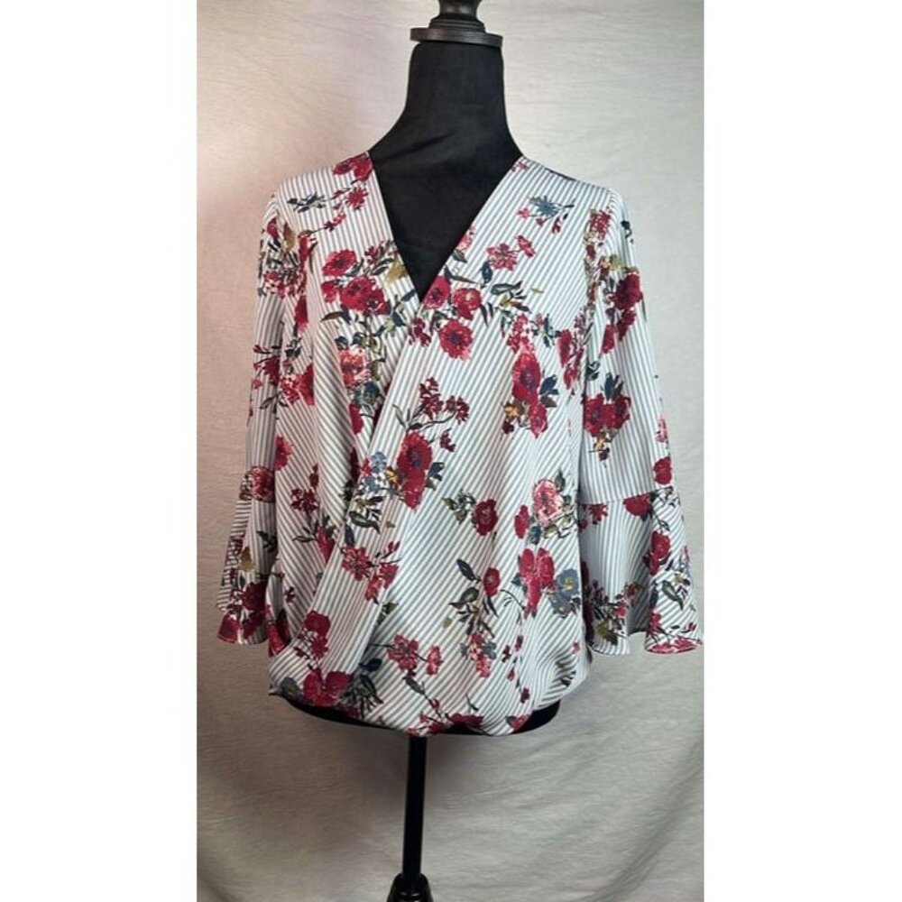 AByers‎ Faux Twist Floral Blouse CottageCore Feminine